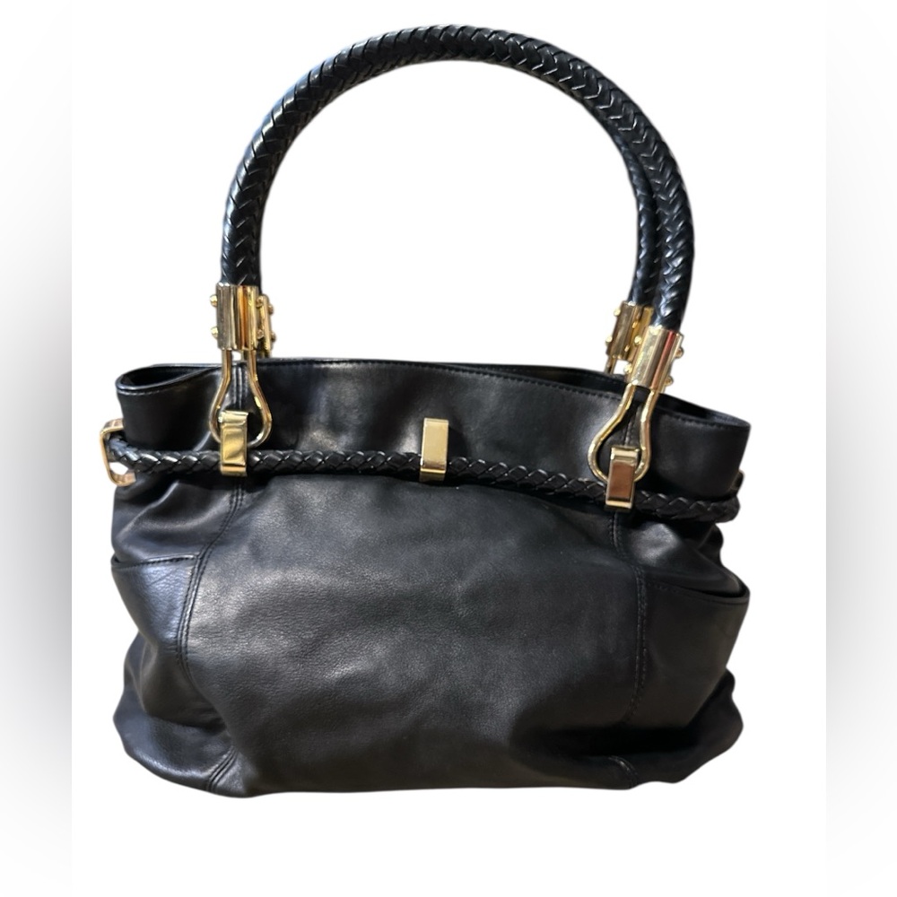 Michael Kors Black Leather Handbag.  See photos for measurements - Picture 2 of 8